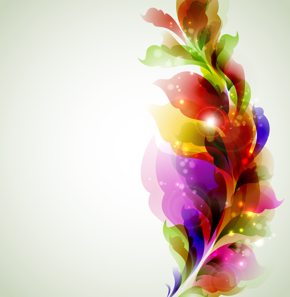 pestrobarevné větve s listy, abstraktní - Vektor, obrázek
