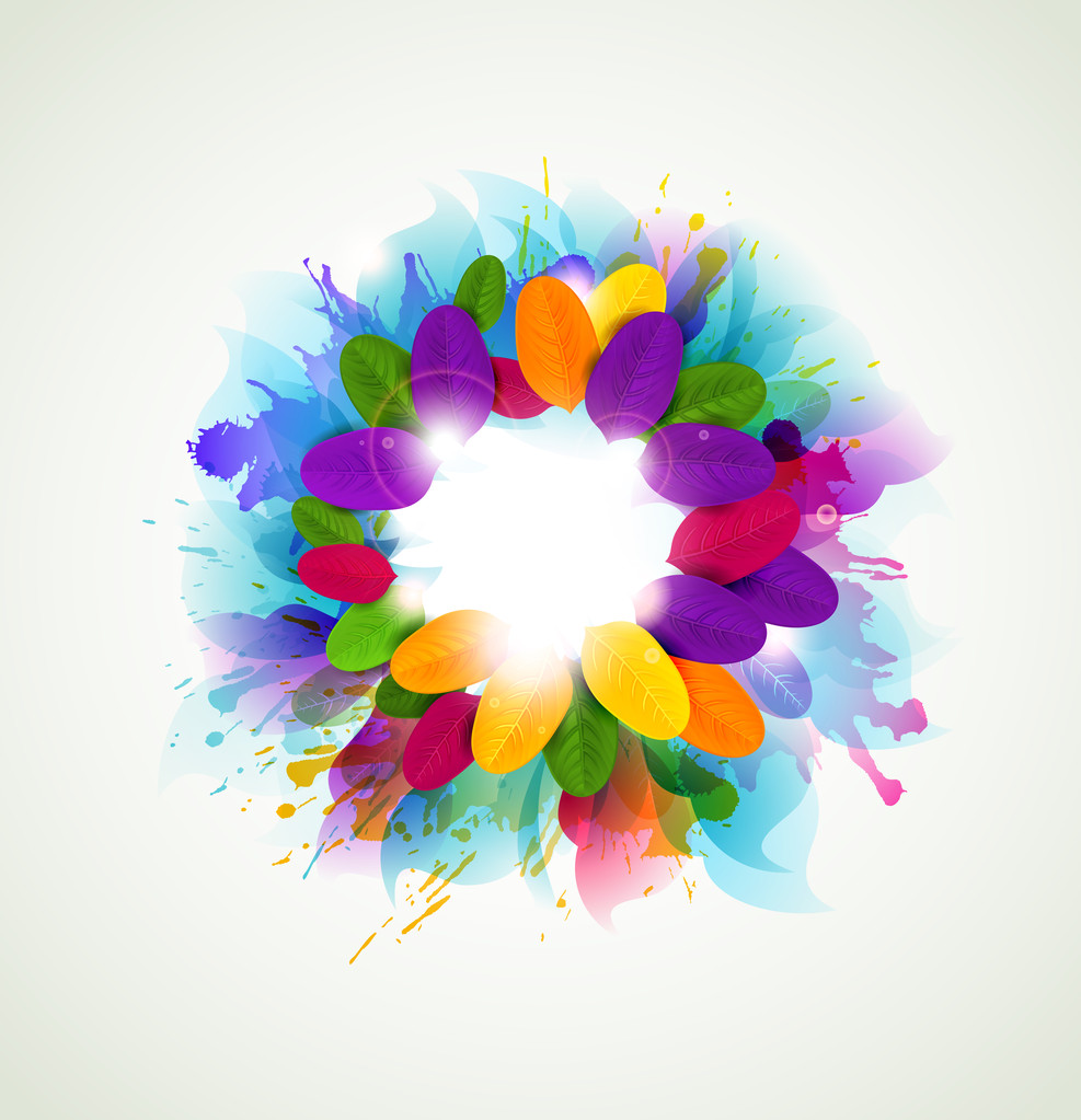 Background with abstract flower formed by leaves - Vector, Image