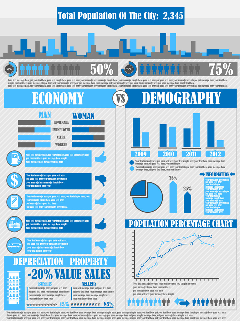 INFOGRAPHICS CITY BLUE - Vector, Image