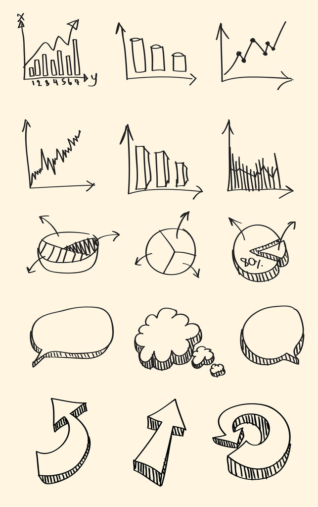 Serie di schizzo disegnato a mano del grafico aziendale
 - Vettoriali, immagini