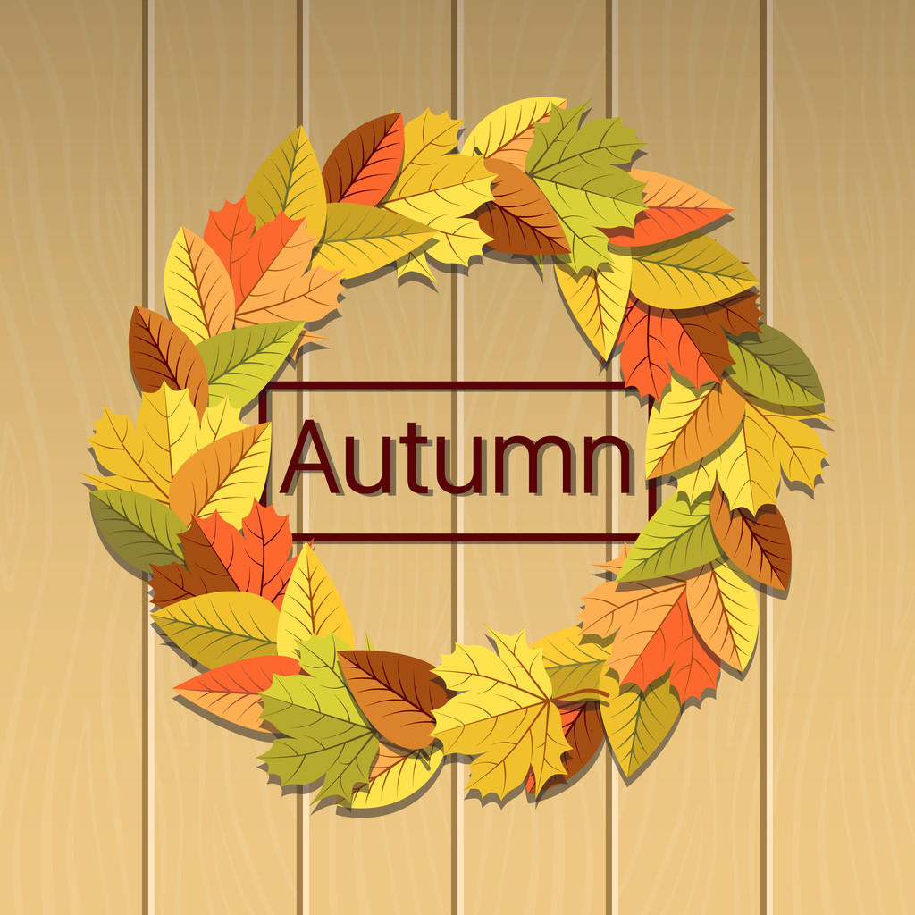 Ilustracja jesień z liści wieniec - Wektor, obraz