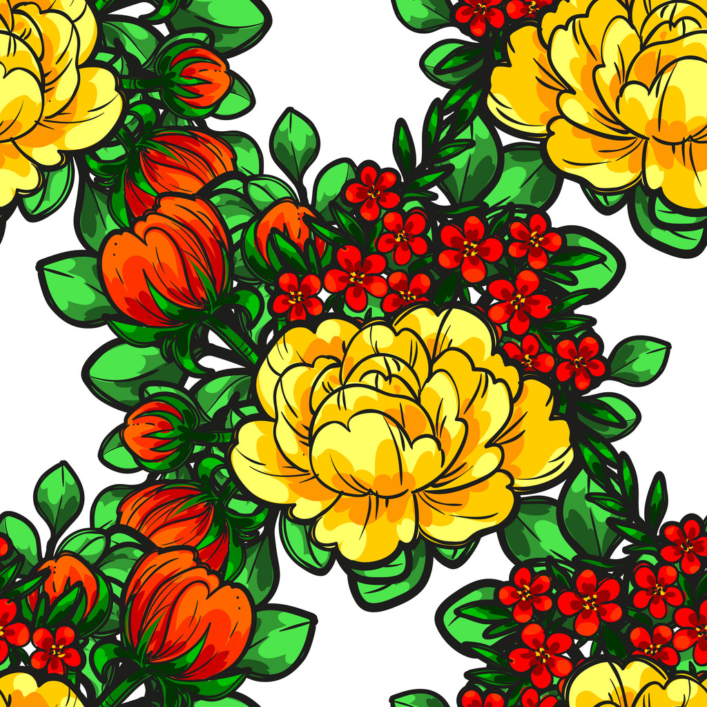 Бесшовный красивый цветочный узор
 - Вектор,изображение