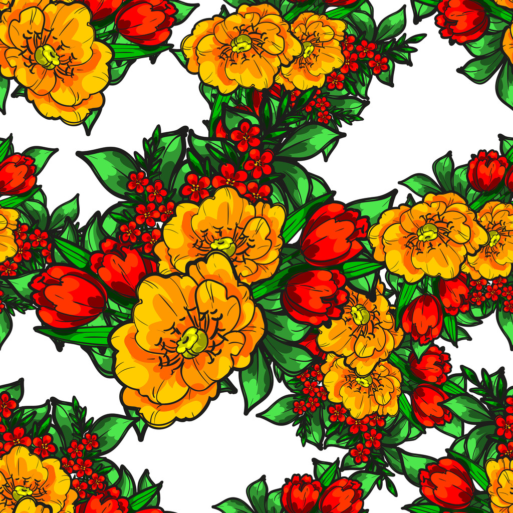 bloeiende bloemen sieraad - Vector, afbeelding