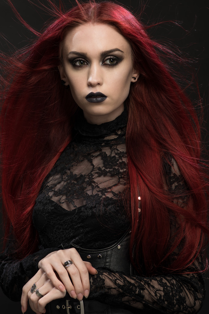 Žena v černém gotický kostým  - Fotografie, Obrázek
