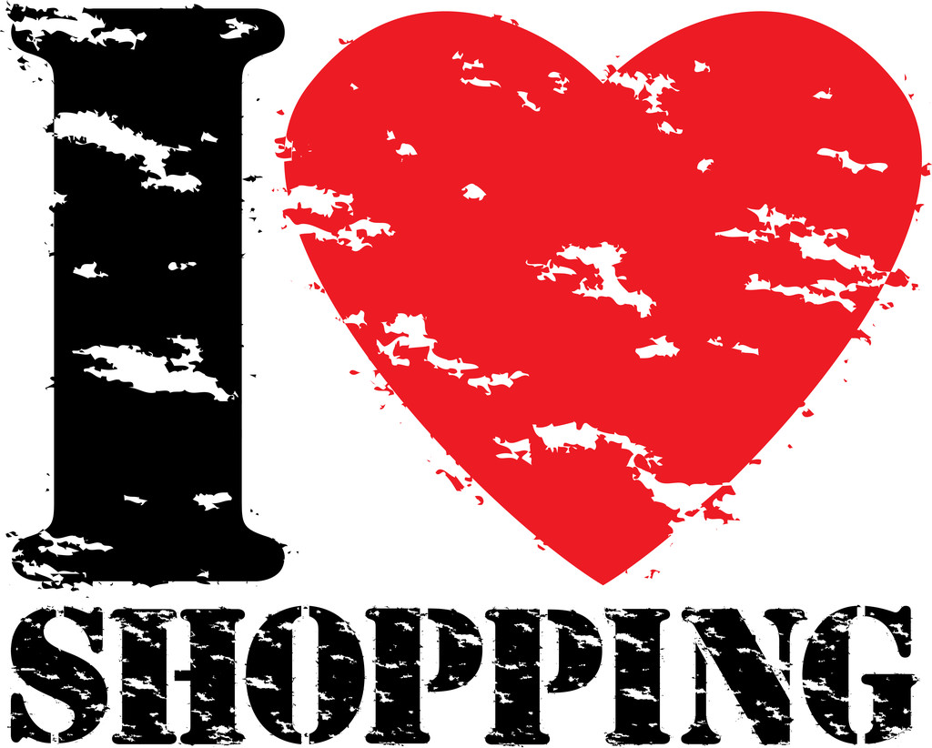 J'adore le shopping grunge caoutchouc stamp illustration vectorielle
 - Vecteur, image