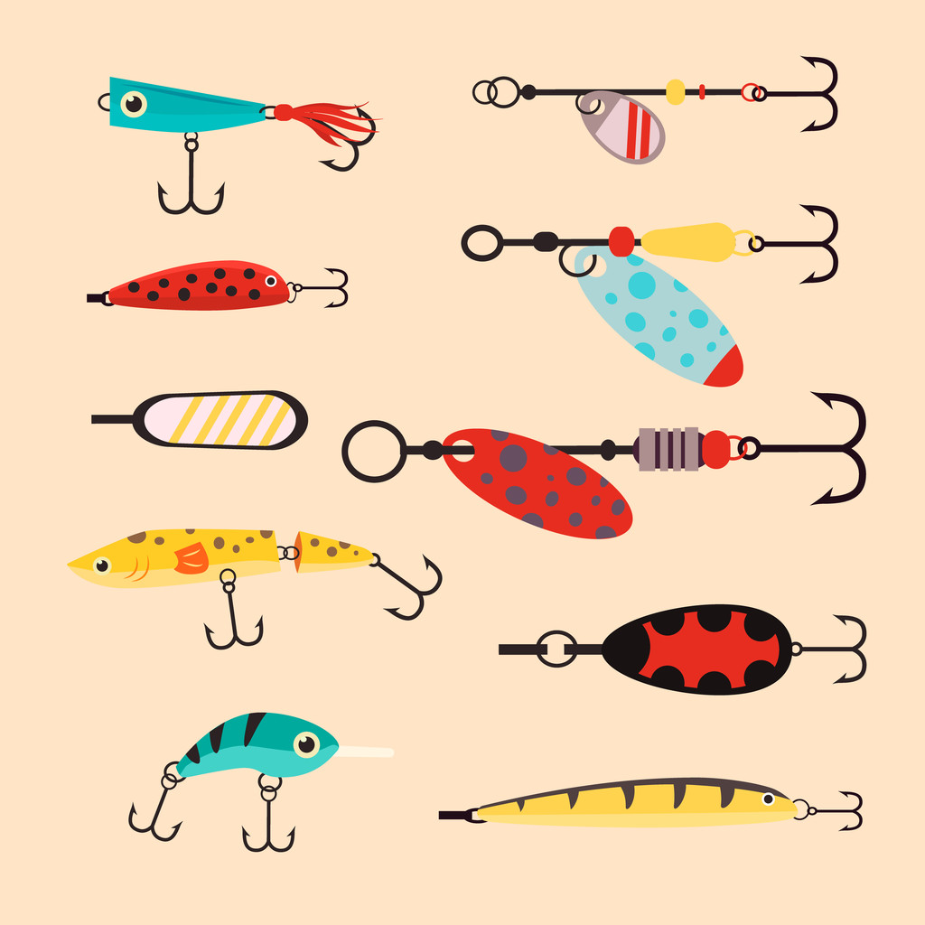 Illustration zu Fischereiwerkzeugen - Vektor, Bild