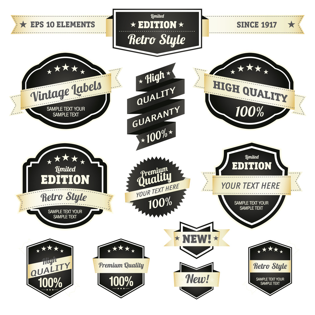 Premium and High Quality Labels vintage design - Vector, Image