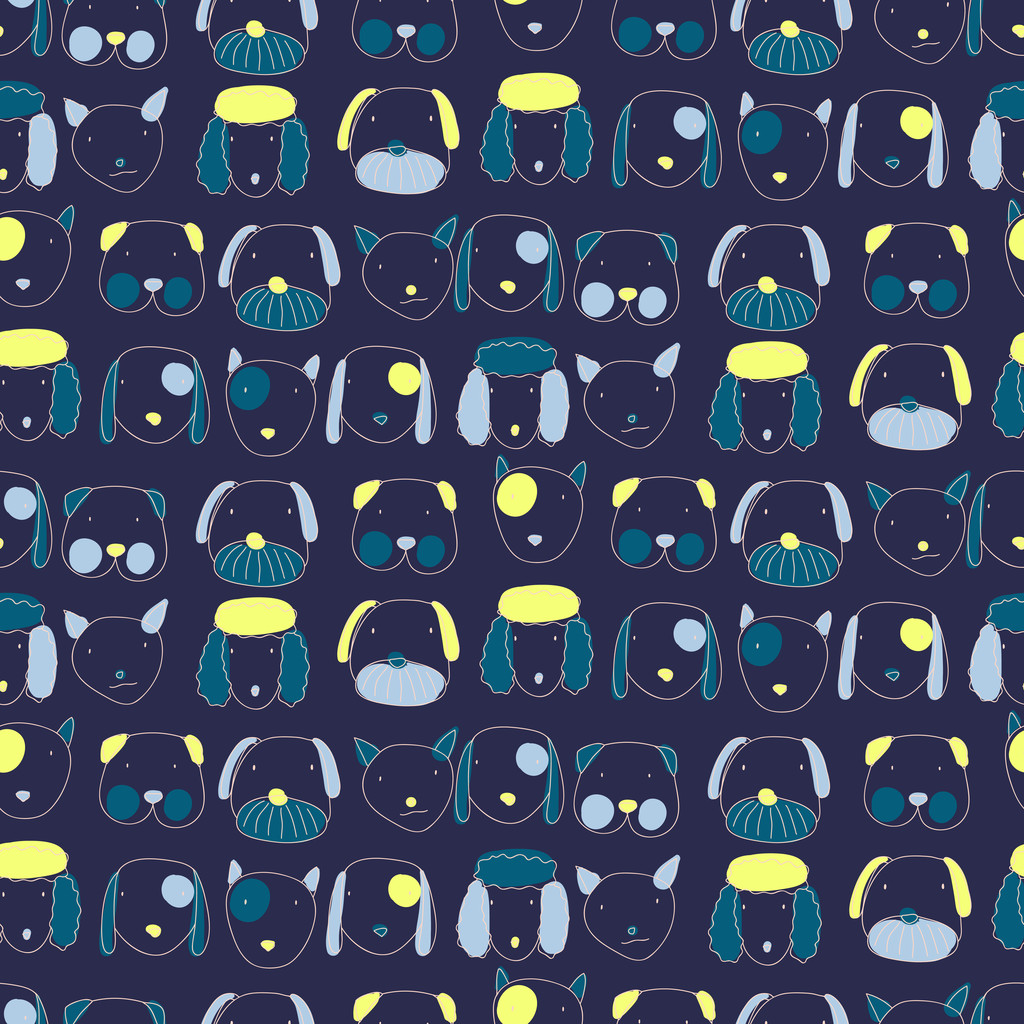 Seamless pattern with cute different kinds of dogs - Vector, Image