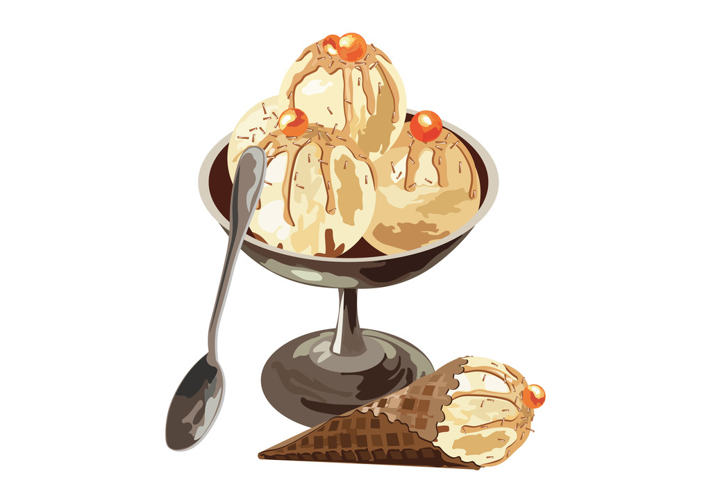 Delicious Ice Cream in a bowl - Vector, Image