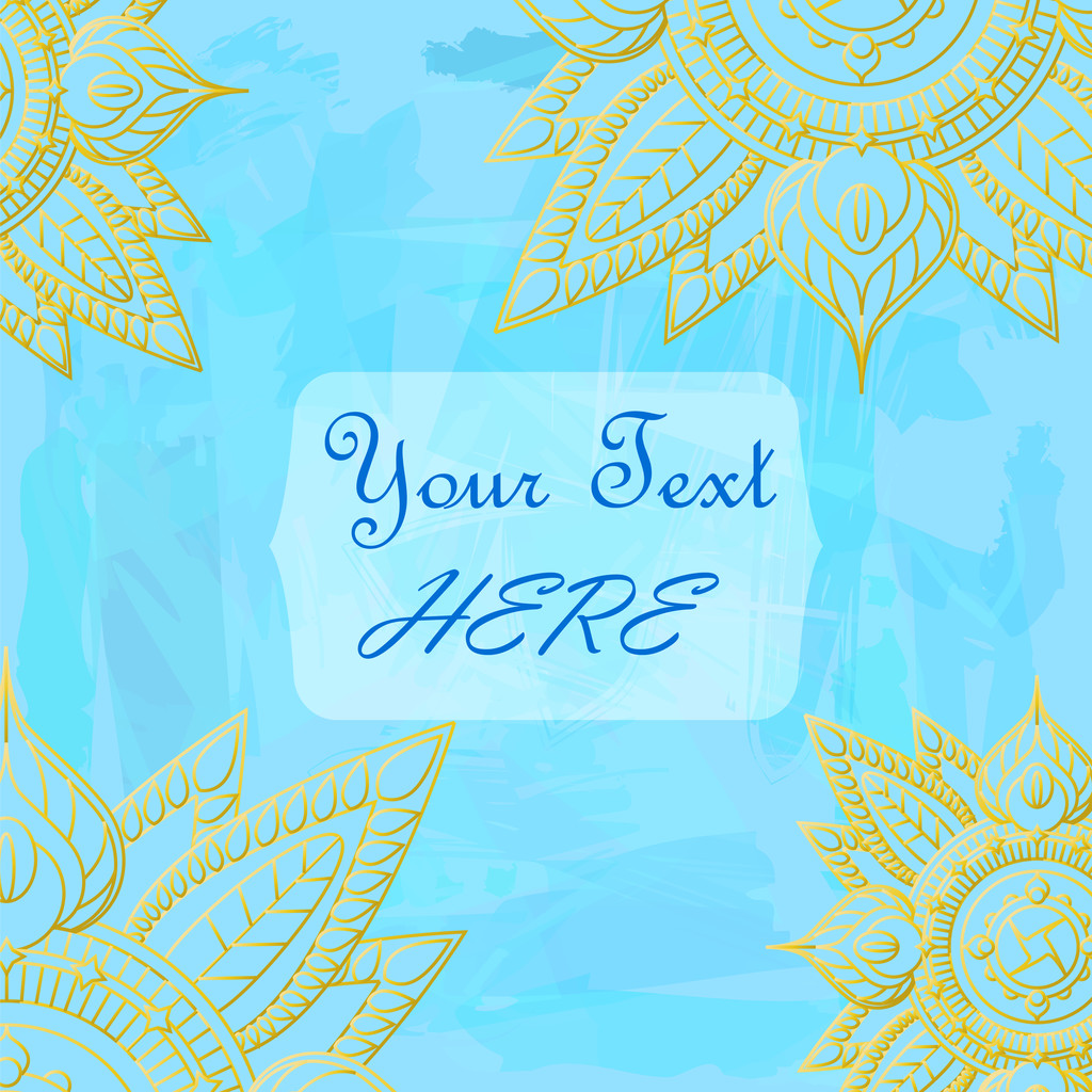 Golden mandala on blue textured background - Vector, Image