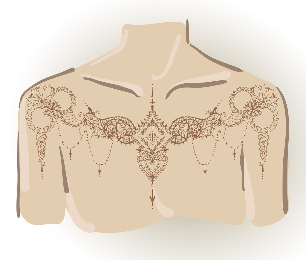 Modello di tatuaggio di fiori Mehndy su colorbones
 - Vettoriali, immagini