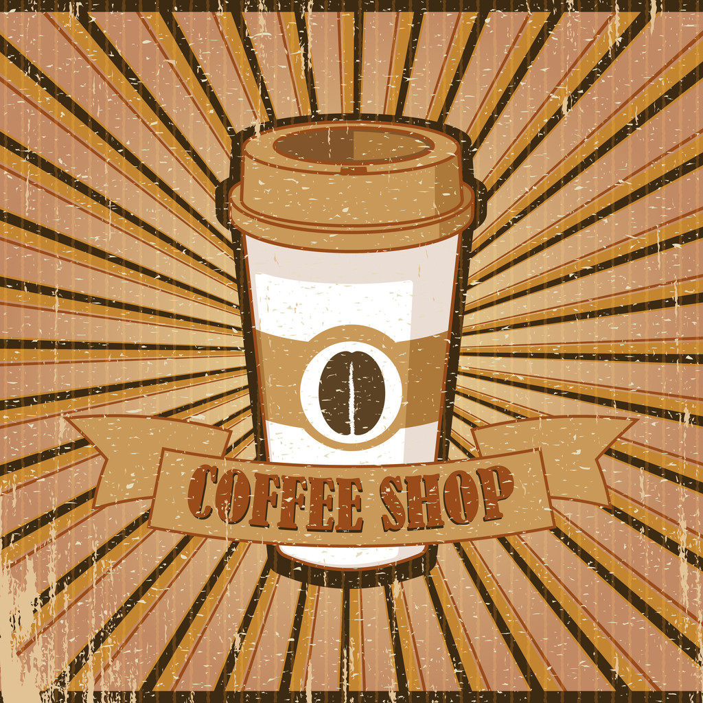 茶色のヴィンテージポスター コーヒー ショップ - ベクター画像