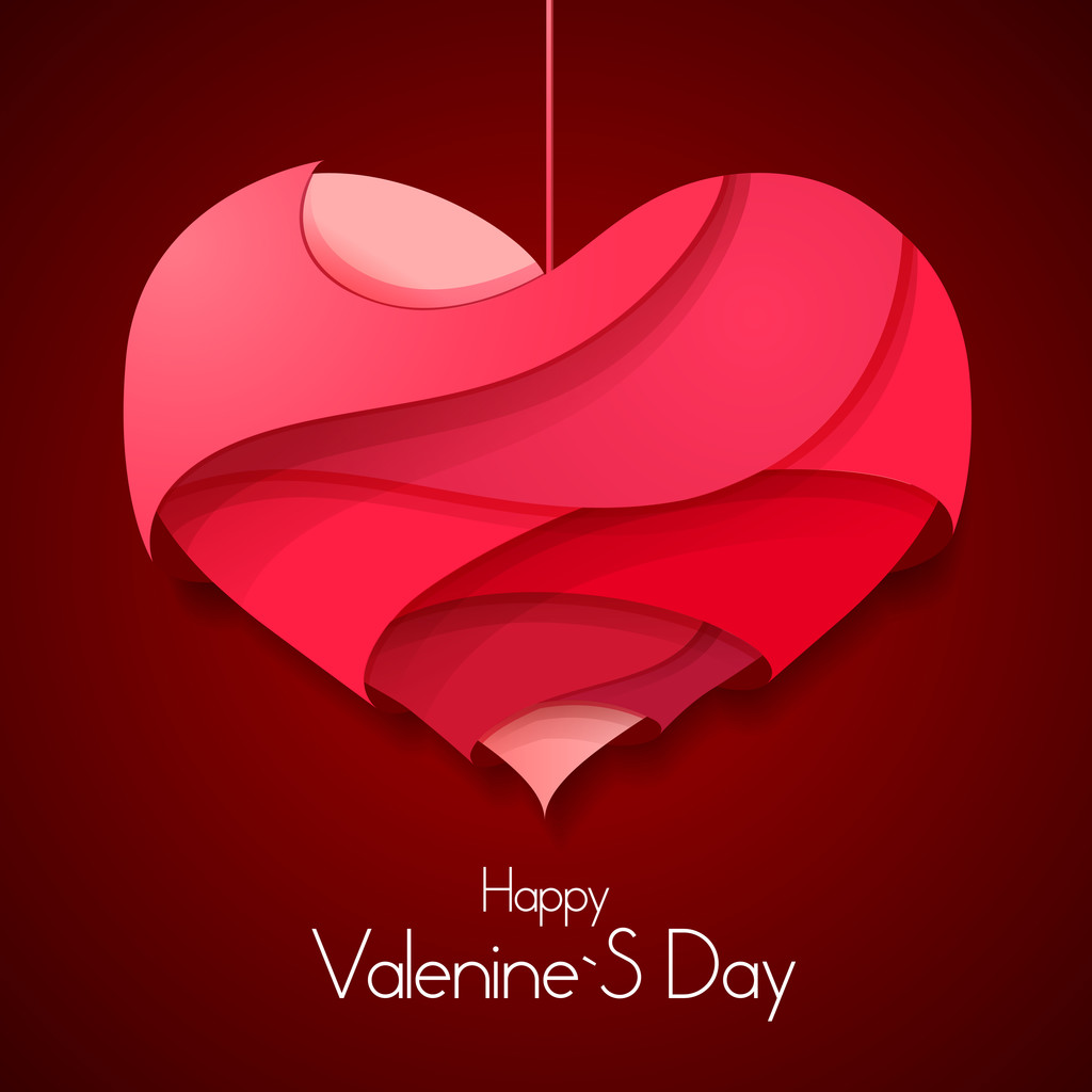 3d origami Valentín corazón. Fondo del día de San Valentín
 - Vector, imagen