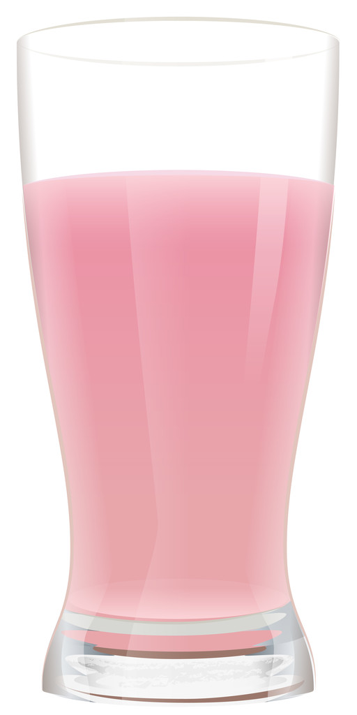Full glass of milk strawberry cocktail - Vector, Image