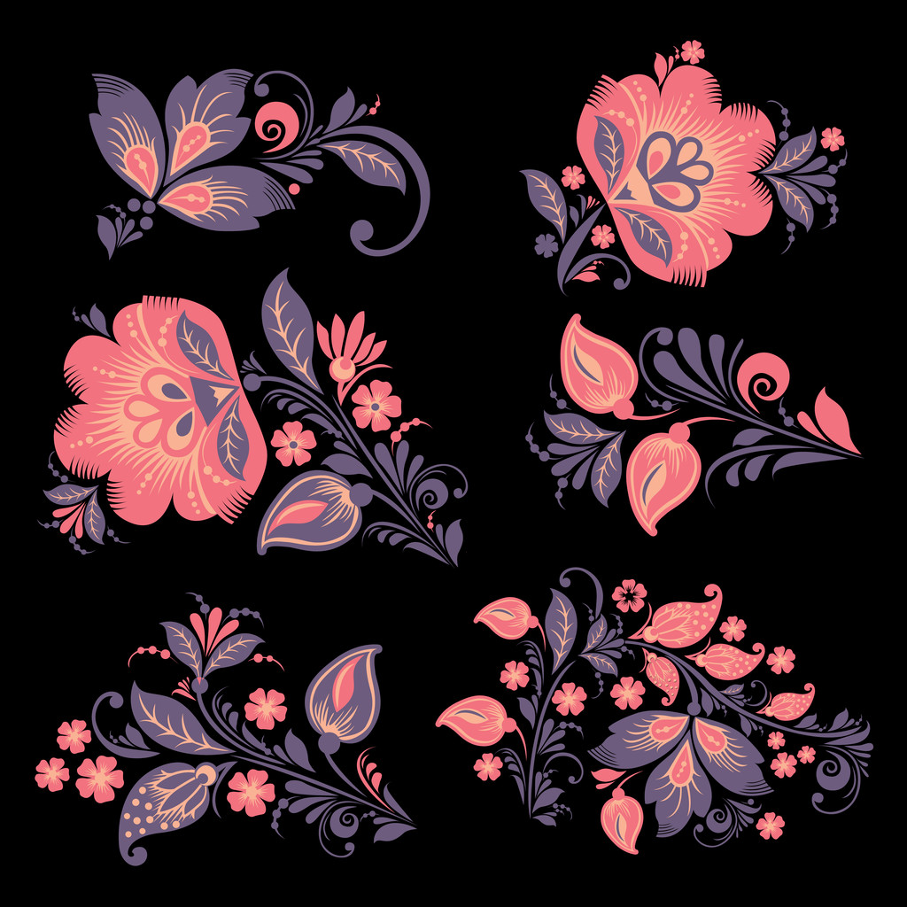 Set de flores vectoriales
 - Vector, imagen