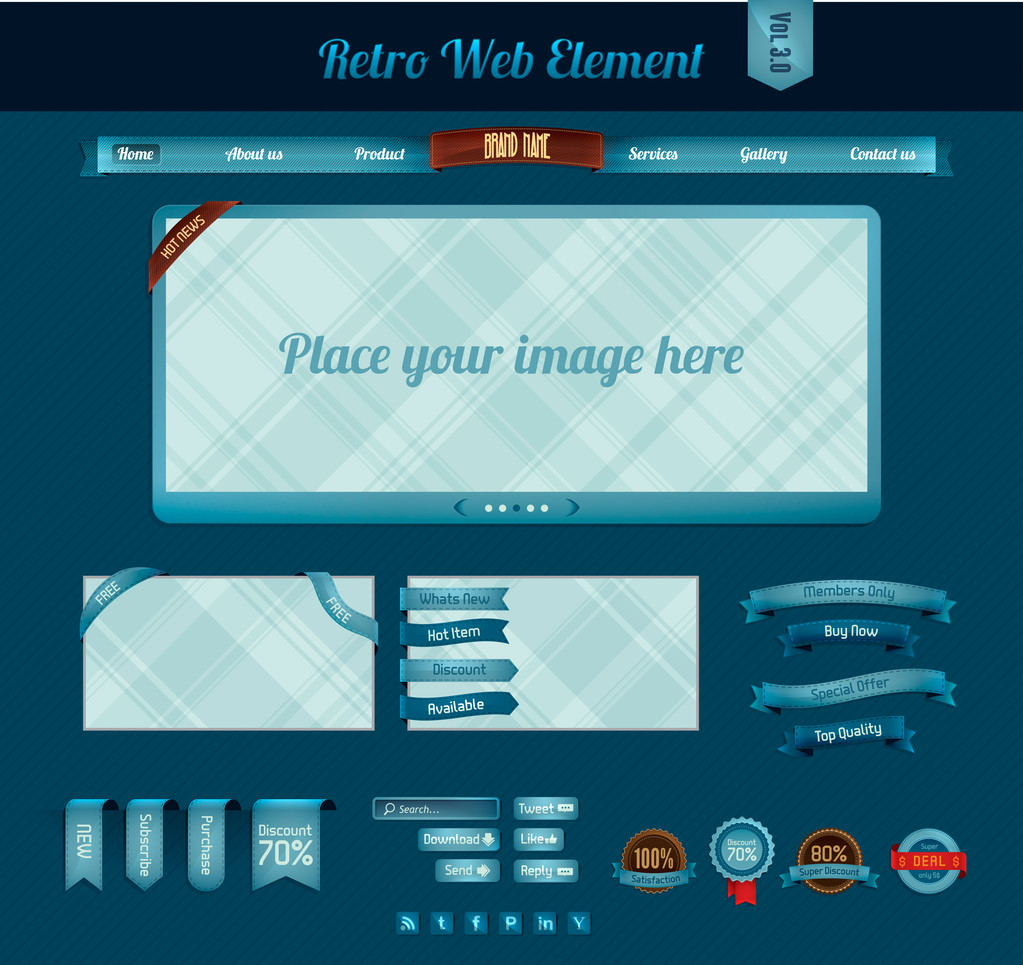 Retro web element - Vector, Image