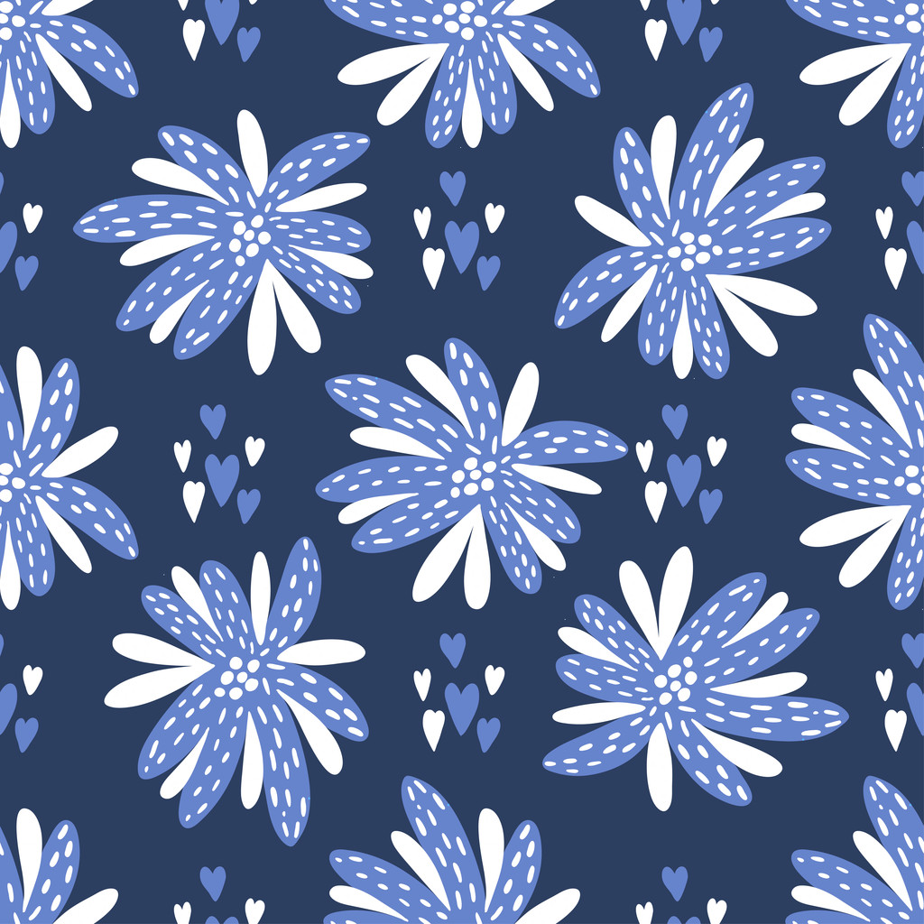 Безшовний векторний фон. Красиві абстрактні квіти в синьо-білих тонах
 - Вектор, зображення