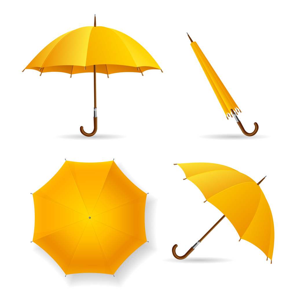 Conjunto de modelos de guarda-chuva amarelo. Vetor
 - Vetor, Imagem