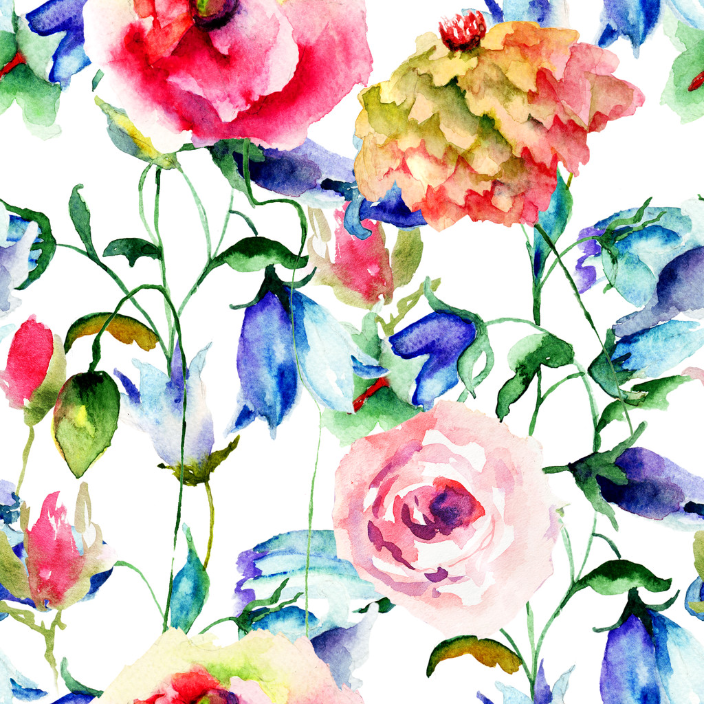 Безшовний візерунок з різнокольоровими дикими квітами
 - Фото, зображення