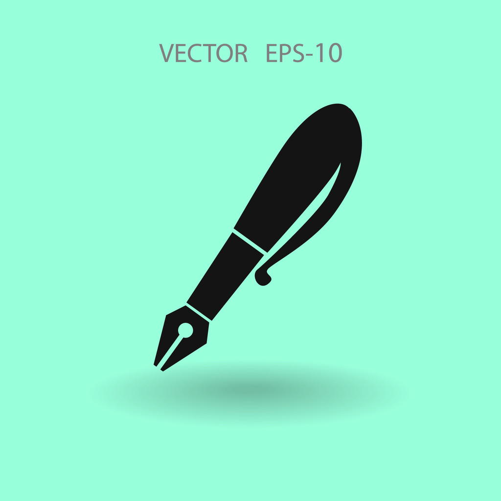 Platte pictogram van pen - Vector, afbeelding