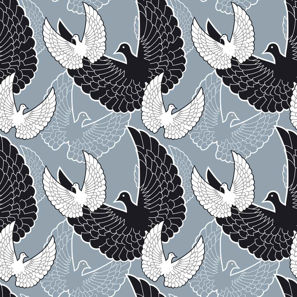 motif oiseaux noirs et blancs
 - Vecteur, image