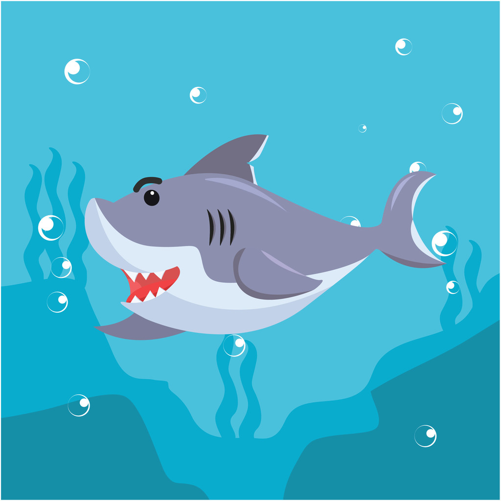 tubarão natação caráter vetor ilustração design
 - Vetor, Imagem