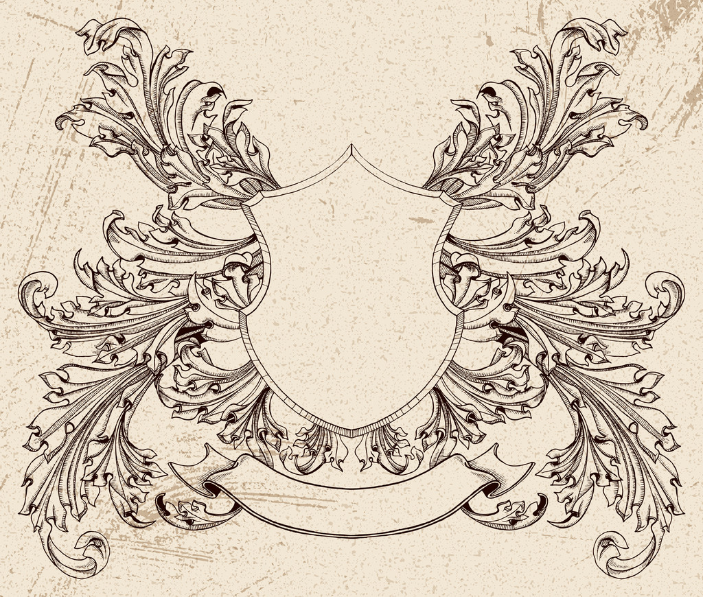 Patrón retro, escudo de armas vintage, arte de diseño vectorial
  - Vector, Imagen