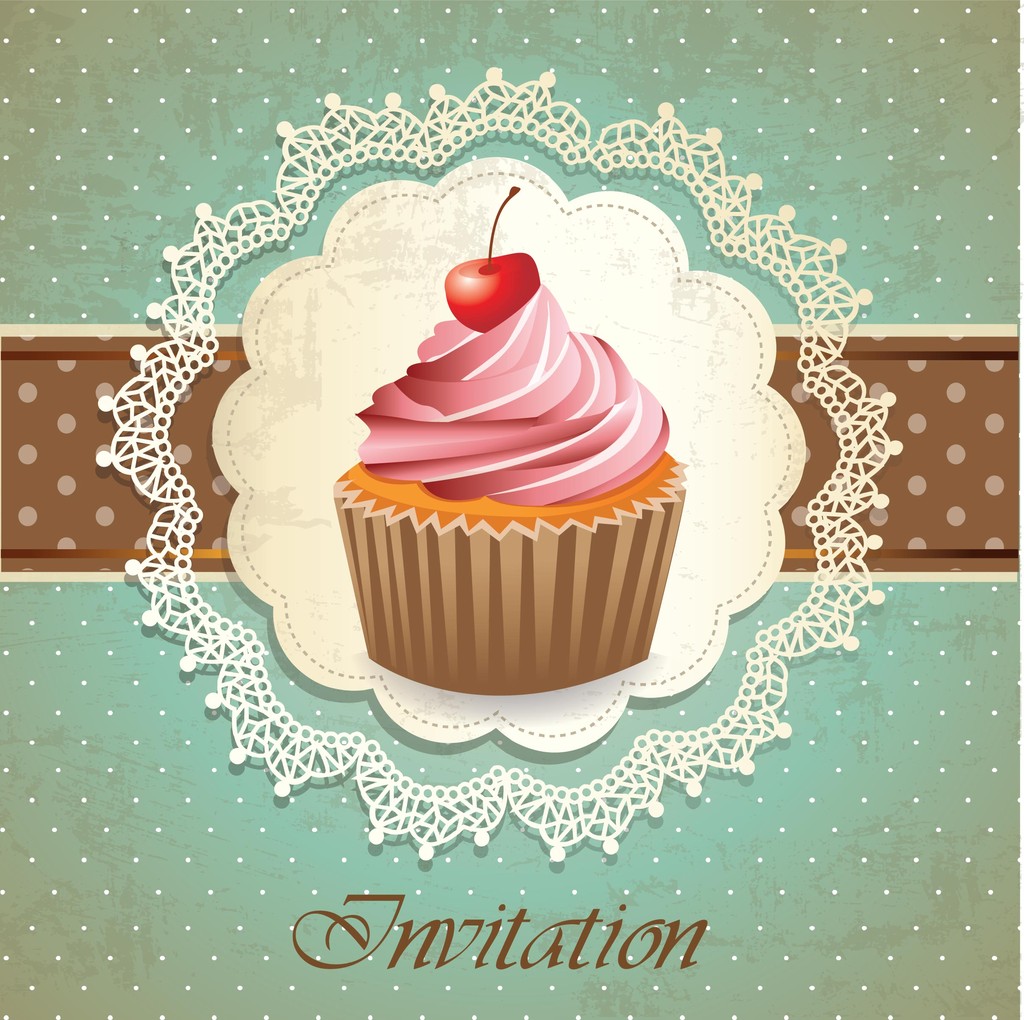 Cartão vintage com cupcake - Vetor, Imagem
