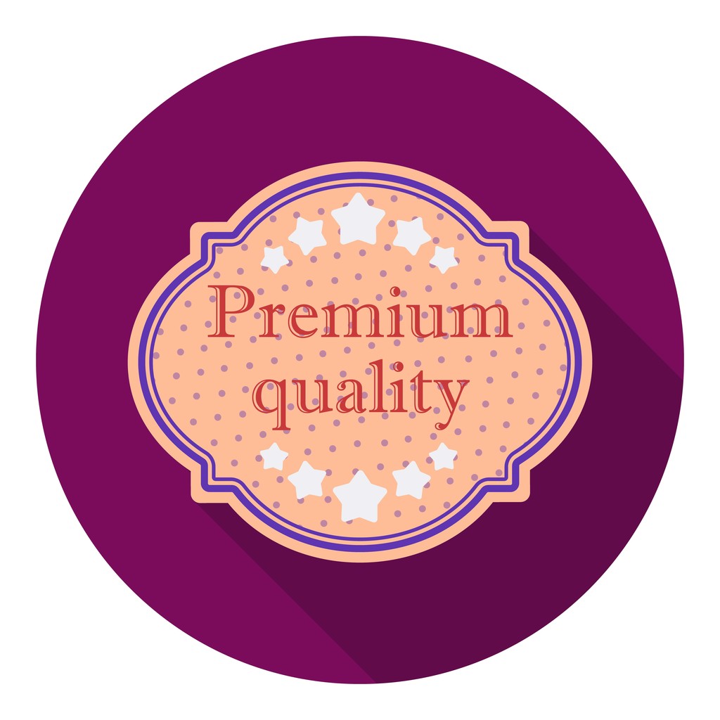 Premium-Qualität Symbol in flachem Stil isoliert auf weißem Hintergrund. Etikettensymbol Aktienvektor Abbildung. - Vektor, Bild