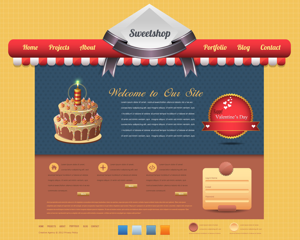 甘いショップスタイルのウェブサイトのデザインベクトル要素 - ベクター画像