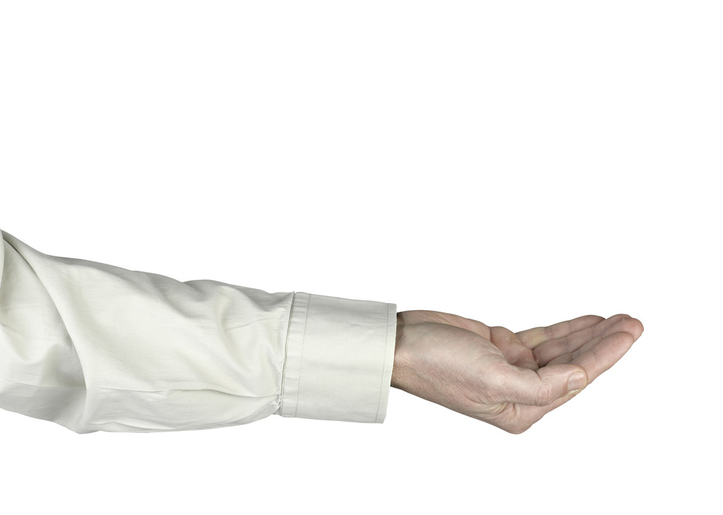 mannelijke vrouw hand bedrijf geïsoleerd op wit - Foto, afbeelding
