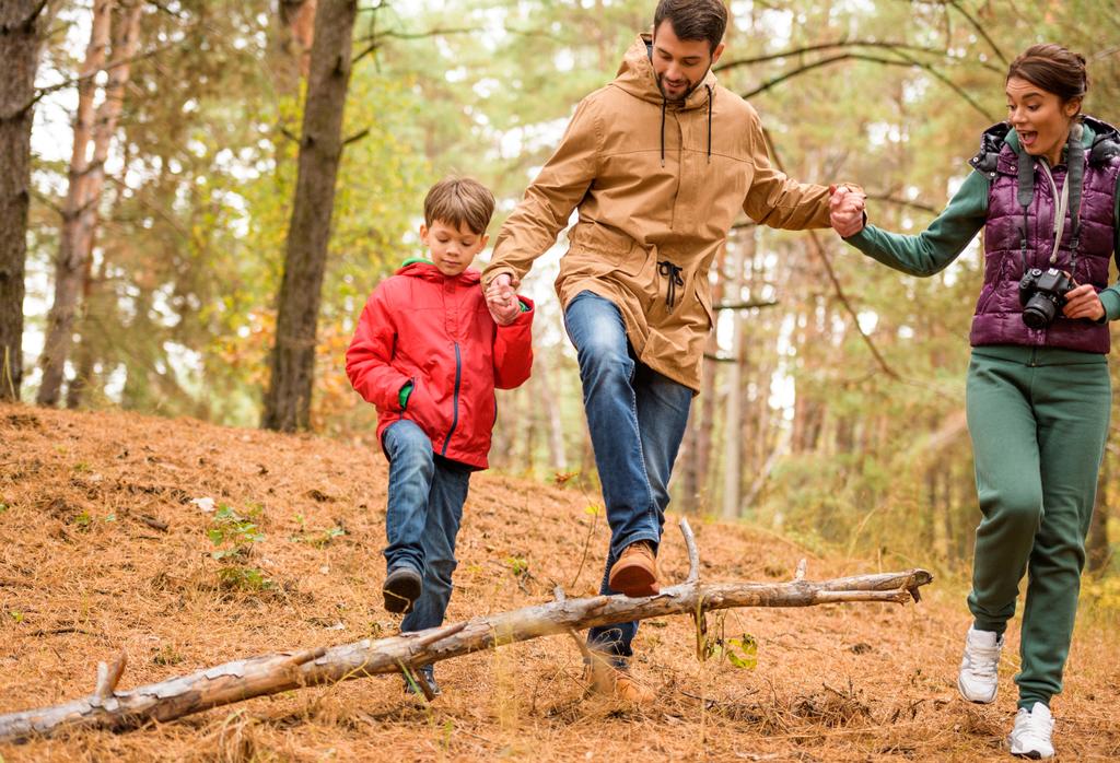 Семейная прогулка в осеннем лесу
 - Фото, изображение