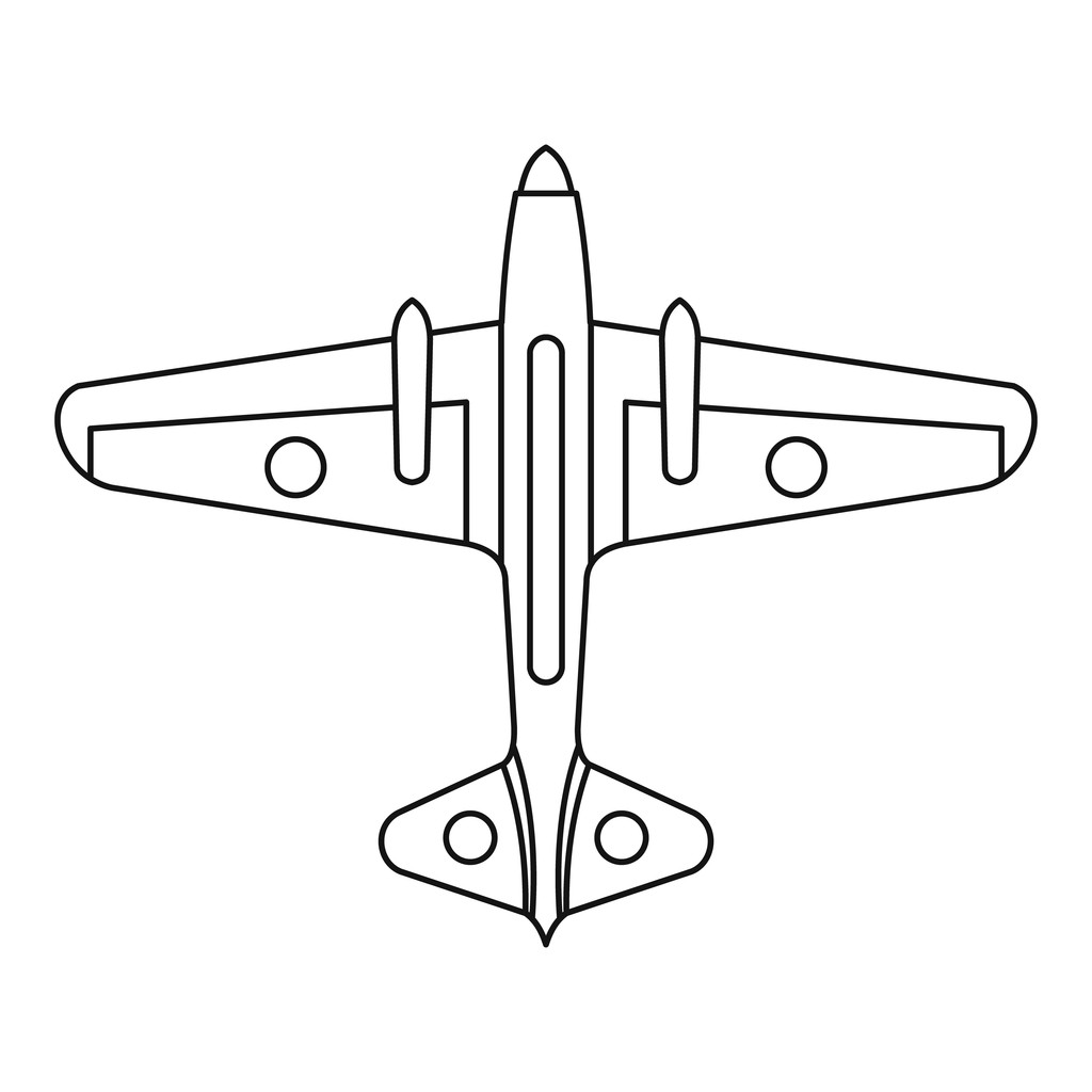 Icono de avión militar, estilo de esquema
 - Vector, Imagen