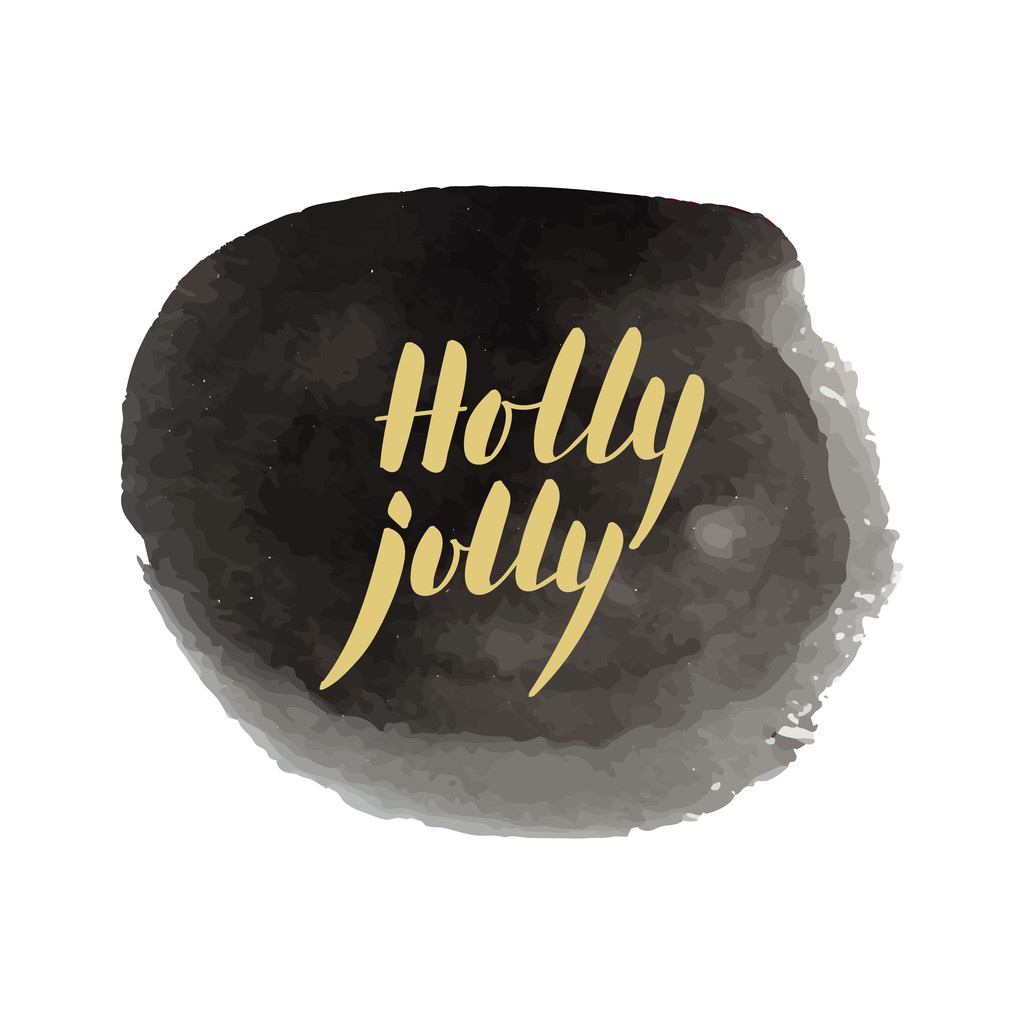 Holly Jolly lettrage d'or moderne sur aquarelle noir éclaboussure b
 - Vecteur, image