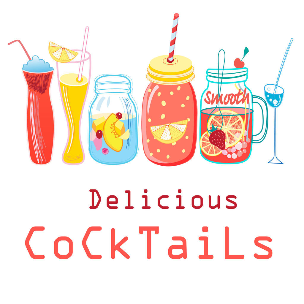 Bright colored cocktails - ベクター画像
