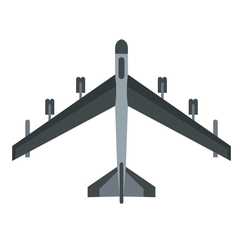 Значок самолета, плоский стиль
 - Вектор,изображение