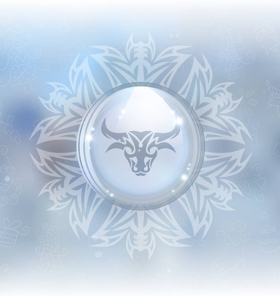 Vector snow globe with zodiac sign Taurus - Vector, Image