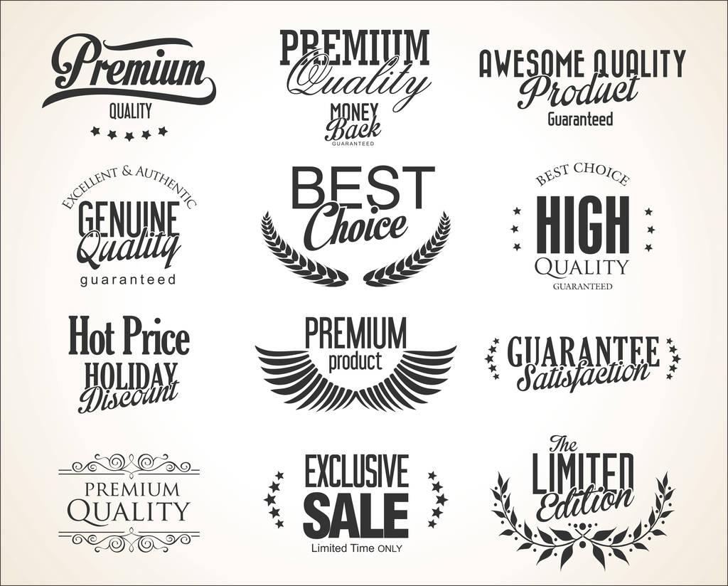 Retro Typography premium quality badge design - Vector, Image