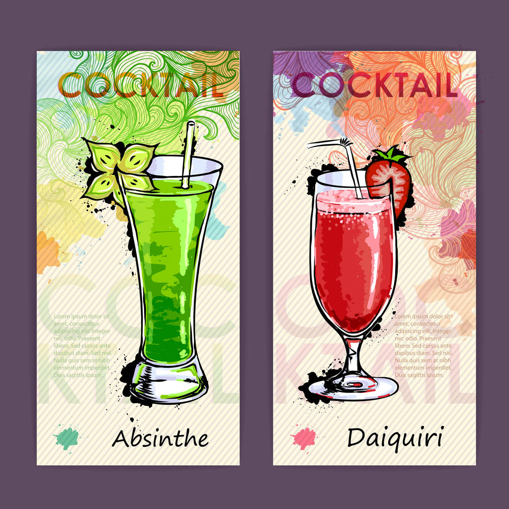 Artistic decorative cocktail menu. Disco background - Vector, Image