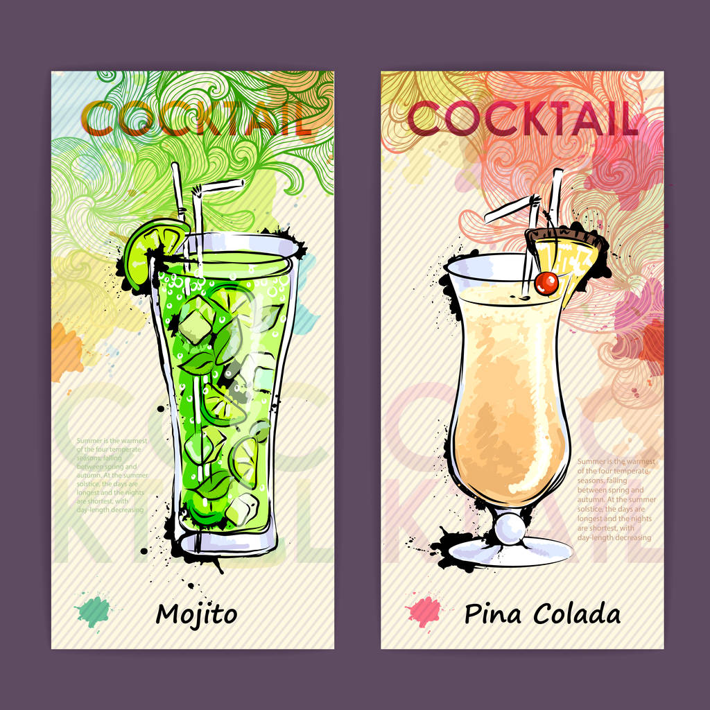 künstlerisch dekorative Cocktailkarte. Disco-Hintergrund - Vektor, Bild