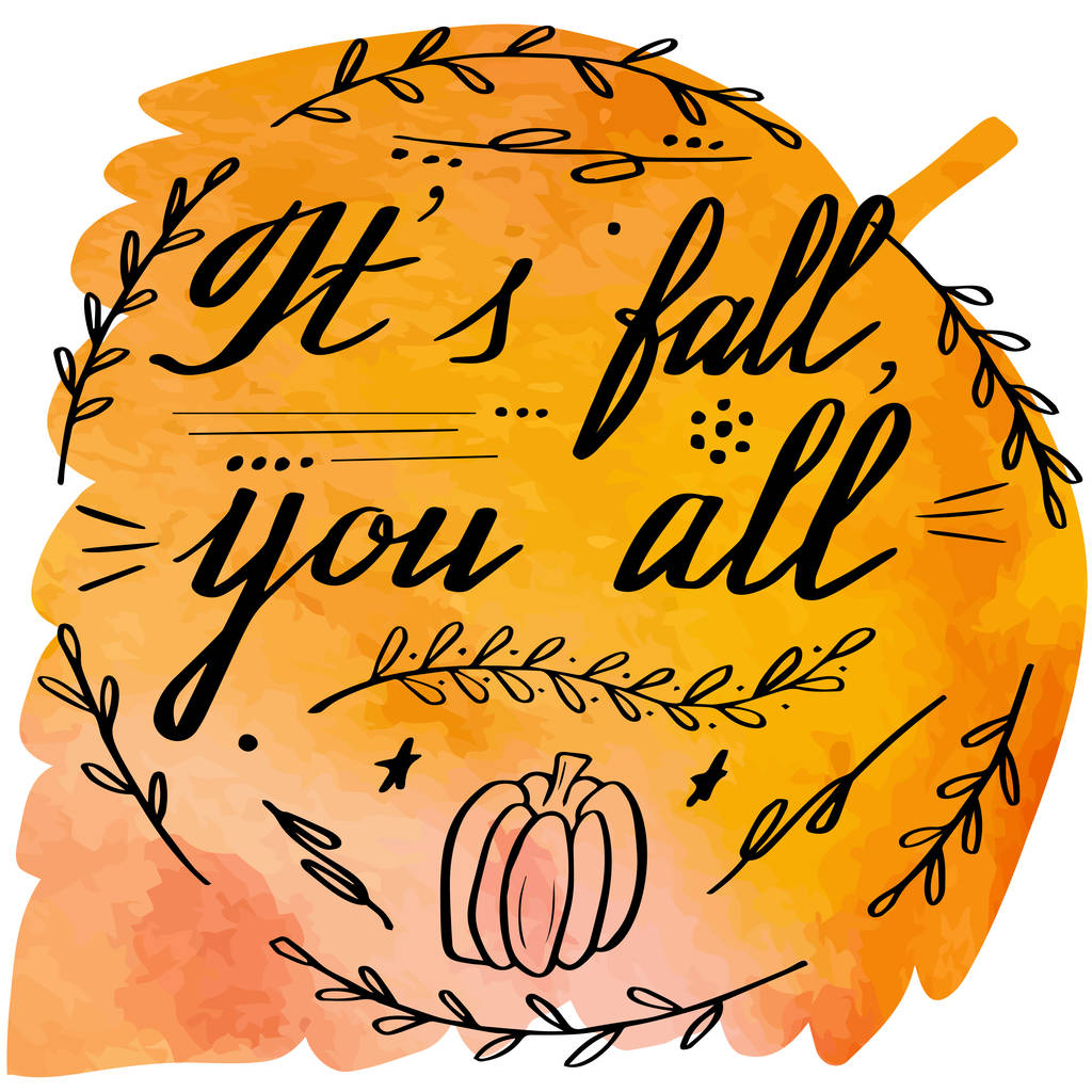 Banner de acuarela de otoño con letras de mano
 - Vector, imagen