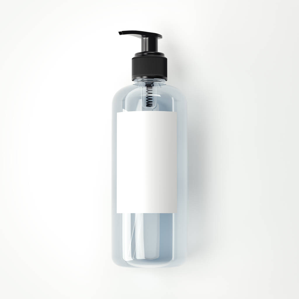 kosmetische transparente Flasche mit Blankoetikett. 3D-Darstellung - Foto, Bild