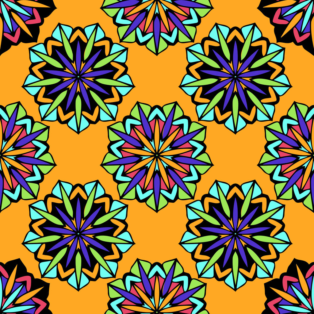 Elegantní vzor bezešvé s květinovými a Mandala prvky - Vektor, obrázek