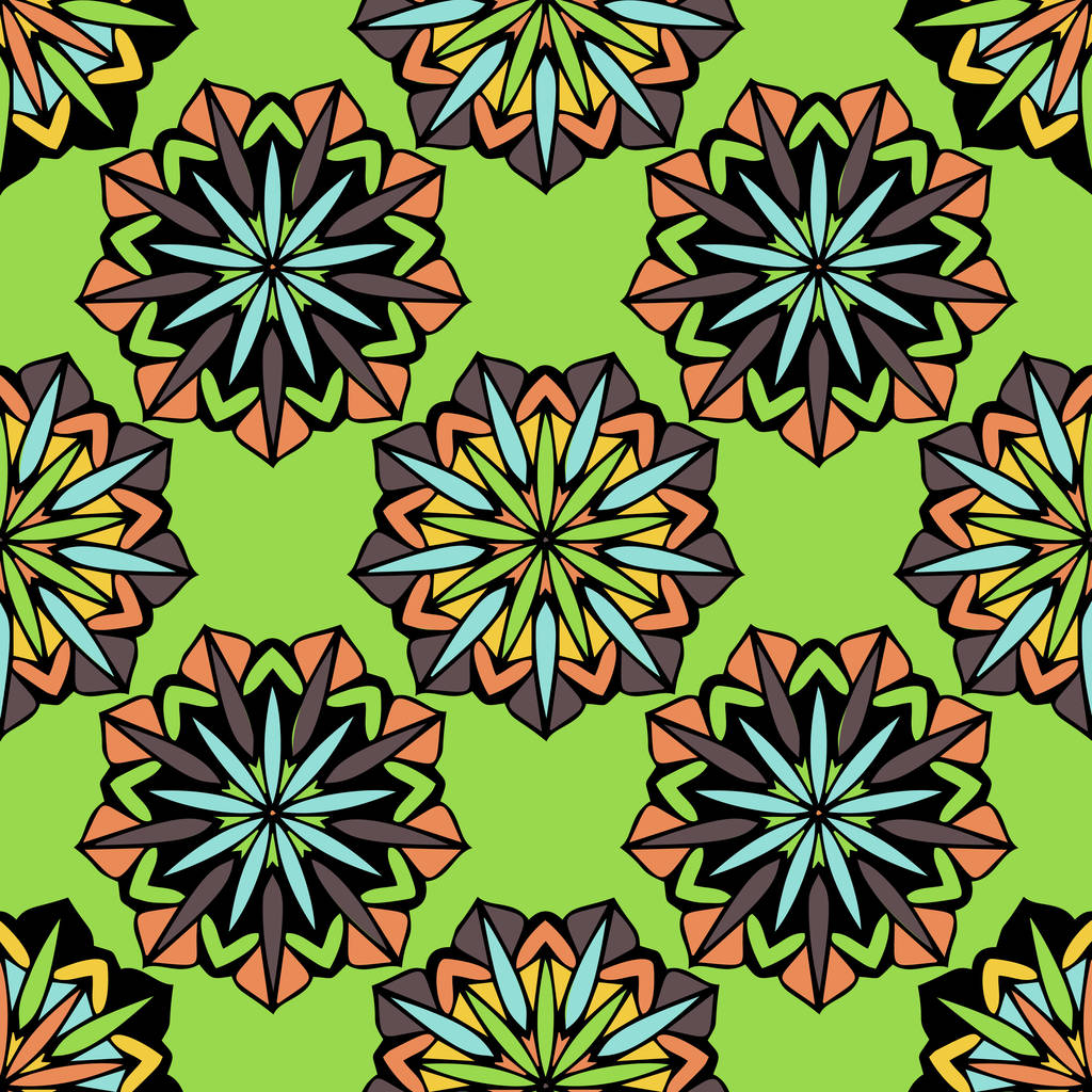 Elegante naadloze patroon met bloemen en Mandala elementen - Vector, afbeelding