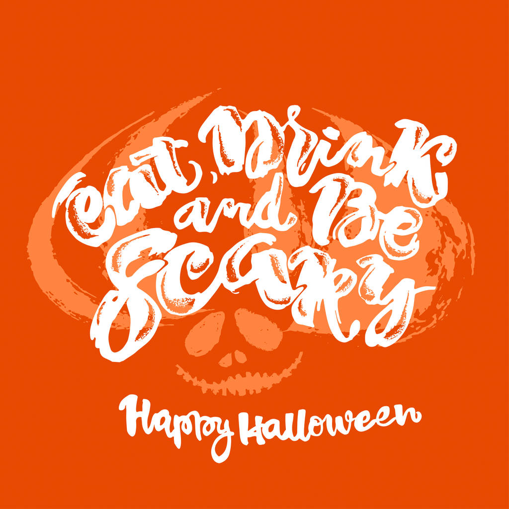 Plakat mit halloween-Schriftzug, inspirierende Postkarte - Vektor, Bild