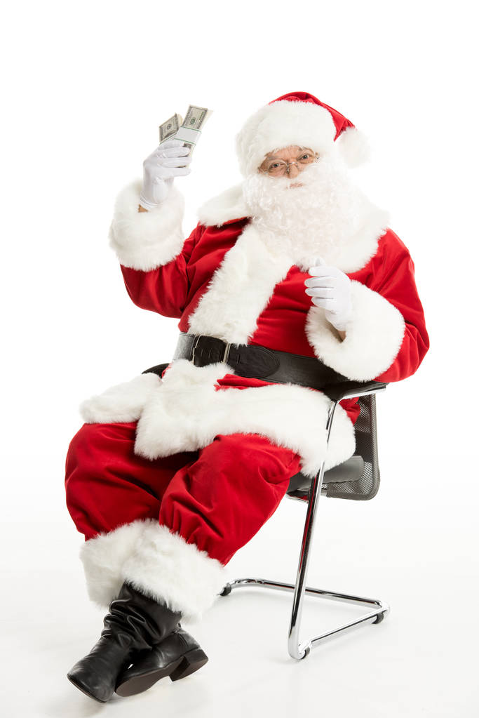 Happy Santa Claus hospodářství peníze  - Fotografie, Obrázek