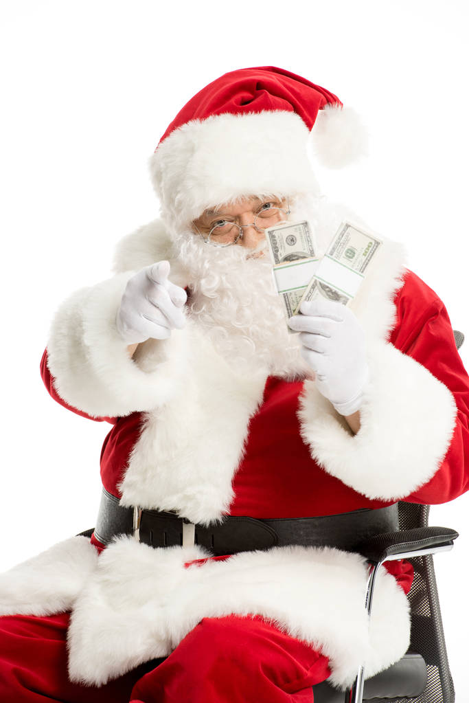 Санта Клаус указывает на камеру  - Фото, изображение