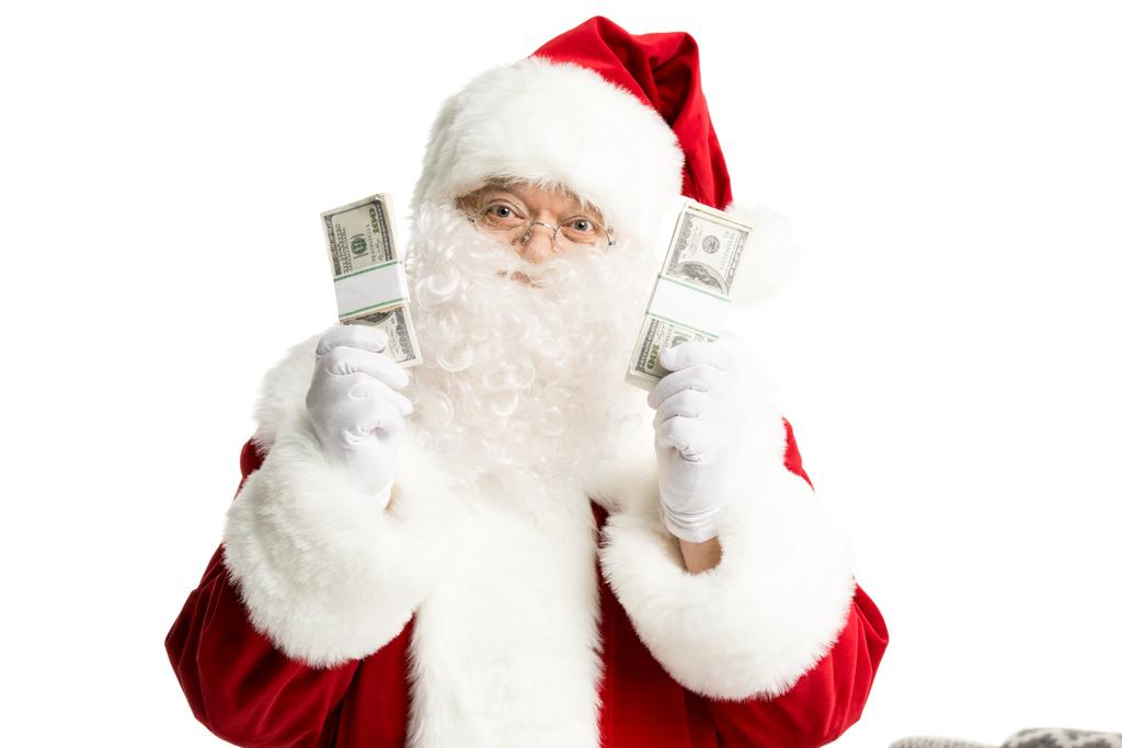 Feliz Santa Claus mostrando dólares
 - Foto, imagen