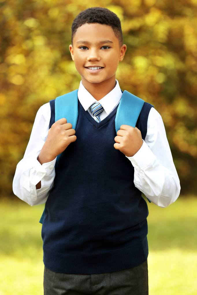Εφηβική μαθητής με σακίδιο στο πάρκο - Φωτογραφία, εικόνα