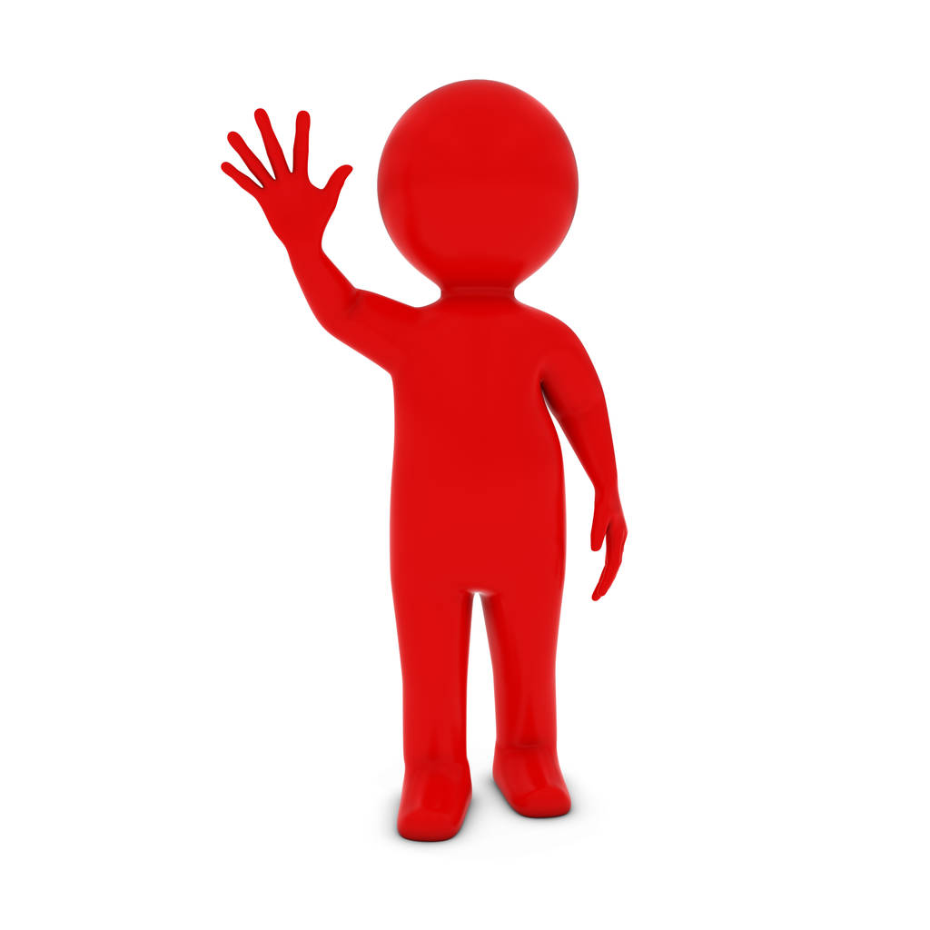 Κόκκινο 3d άνθρωπος χαρακτήρα κυματίζει 3d απεικόνιση - Φωτογραφία, εικόνα